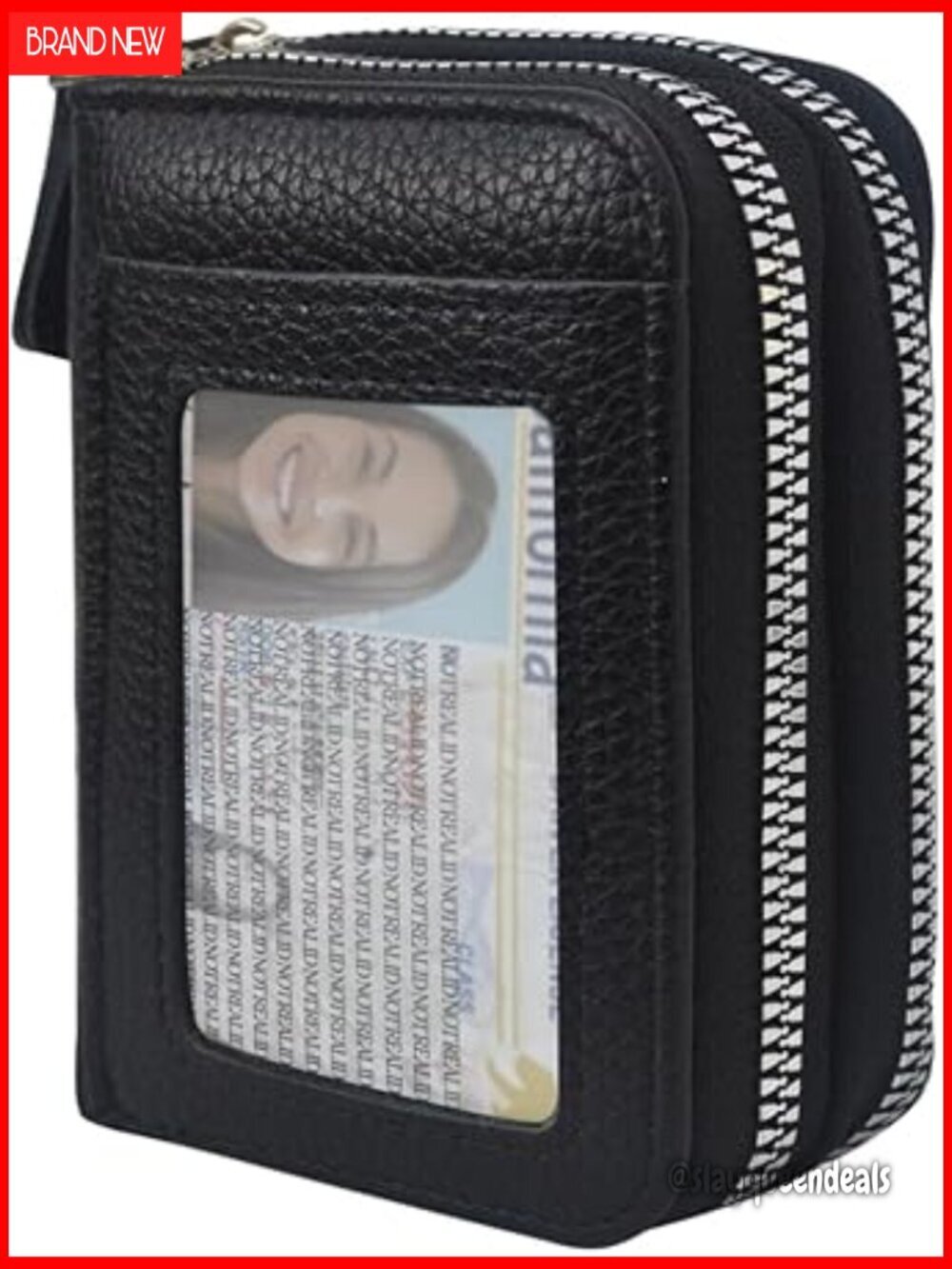 Small Faux Leather Wallet with RFID Blocking, 11 Card Slots, Zipper Closure